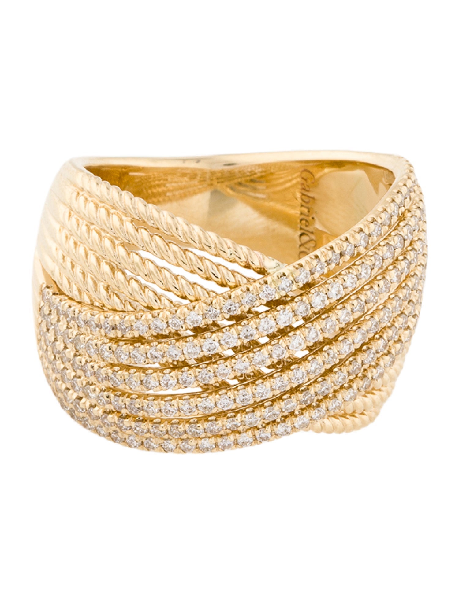 Gabriel & Co. 14K Diamond Twisted Rope Criss-Cross Ring